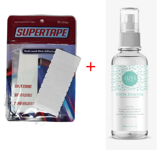 Akiya Beauty Spar-Set: 36 Supertape Strips + Tapebandlöser 100 ml für Zweithaar