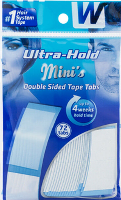 Walker Tape Ultra Hold Mini – blaue Verpackung mit 72 Toupet-Klebestreifen